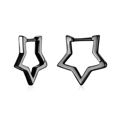 Sterling Silver Starlike Earrings: Elegant Fashion- Bamoer SCE1136 - Black Star -ShopMallUniverse