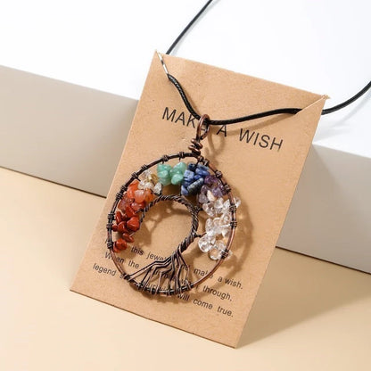 Divine Balance: 7 Chakras Tree of Life Pendant Necklace - Circle.2 -ShopMallUniverse