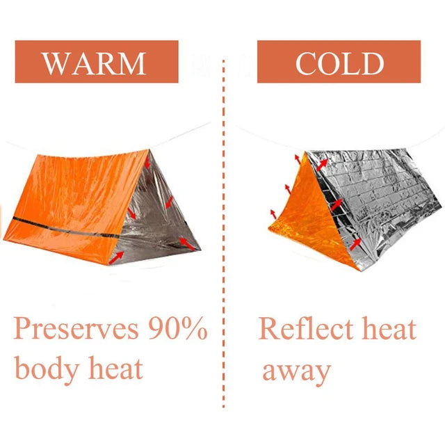 Ultimate Emergency Shelter Kit: Mylar Tube Tent, Sleeping Bag, & SOS Thermal Blanket - Your Essential Outdoor Survival Tent Gear! -ShopMallUniverse