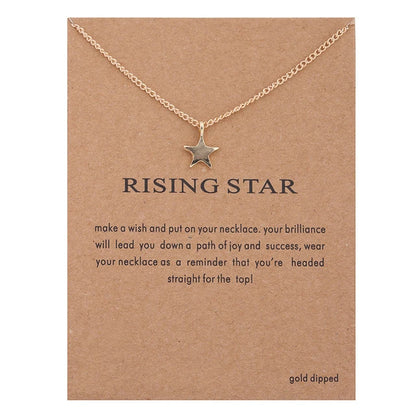 Stellar Whispers: Cosmic Pendant Necklaces With Message to Embrace Love, Luck, and Serenity - Rising Star -ShopMallUniverse