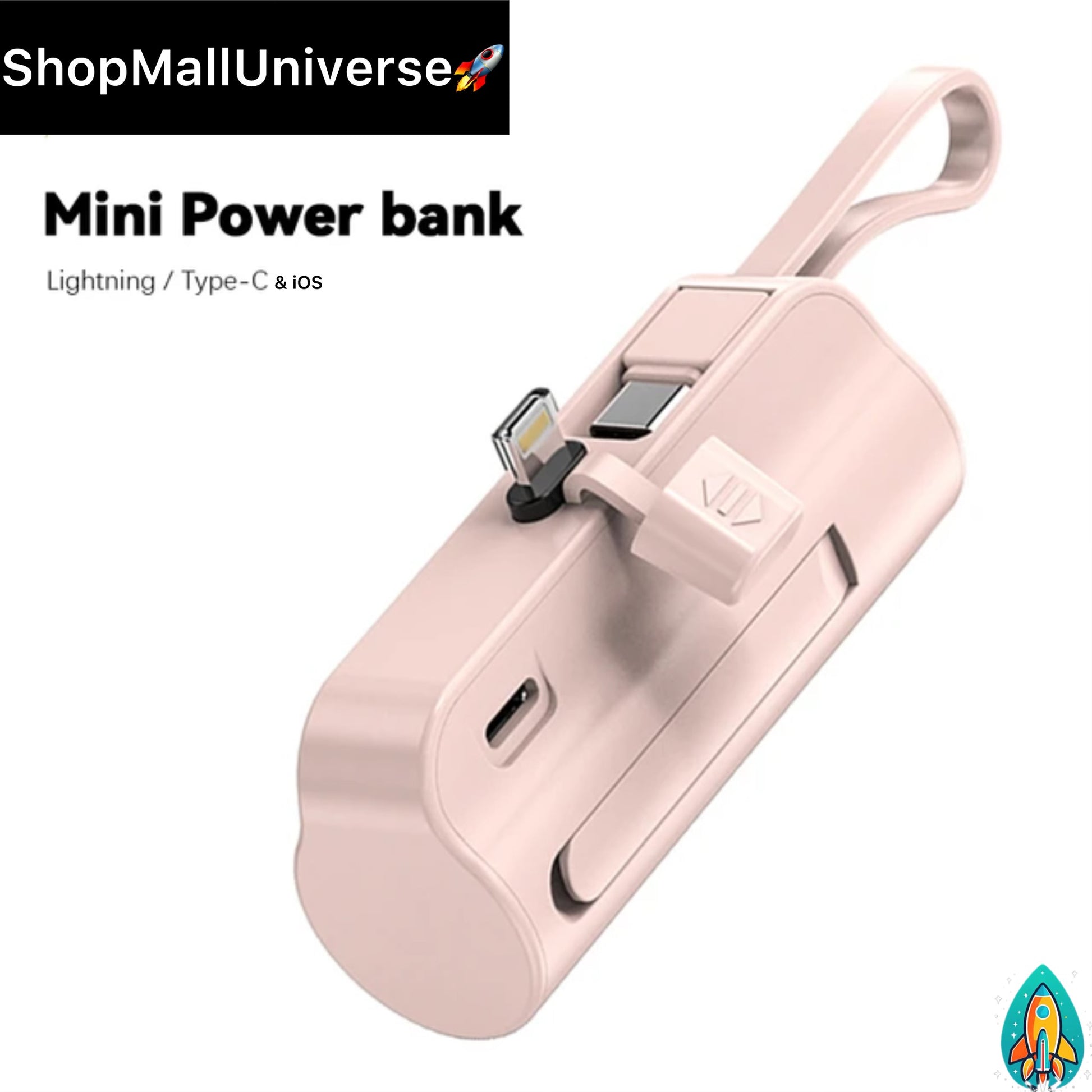 Pocket Power Plus: Ultra-Portable 5000mAh Power Bank with Built-In Cable for iPhone, Samsung, and More -ShopMallUniverse