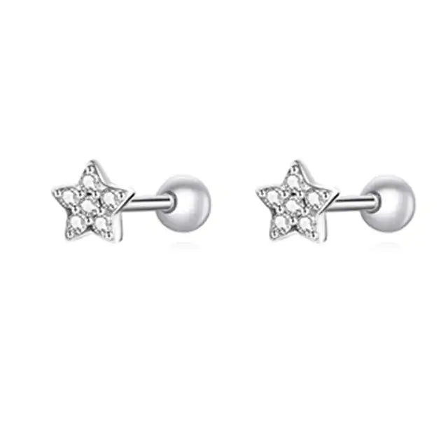 Bamoer Presents Sparkling Sterling Silver Designed Earrings - Exquisite Fine Jewelry - Star -ShopMallUniverse