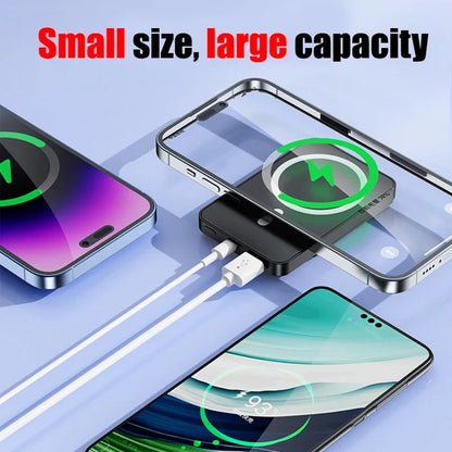 Magnetic Qi Wireless Charger Power Bank: Fast Charging for iPhone and Samsung -ShopMallUniverse