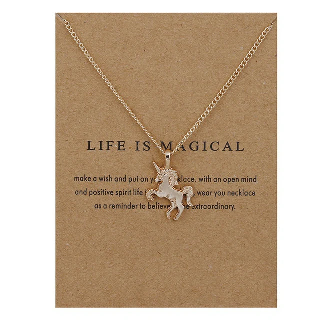 Stellar Whispers: Cosmic Pendant Necklaces With Message to Embrace Love, Luck, and Serenity - Life Is Magical -ShopMallUniverse