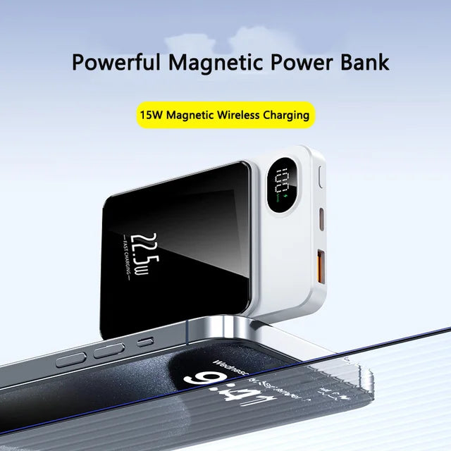 Magnetic Qi Wireless Charger Power Bank: Fast Charging for iPhone and Samsung -ShopMallUniverse