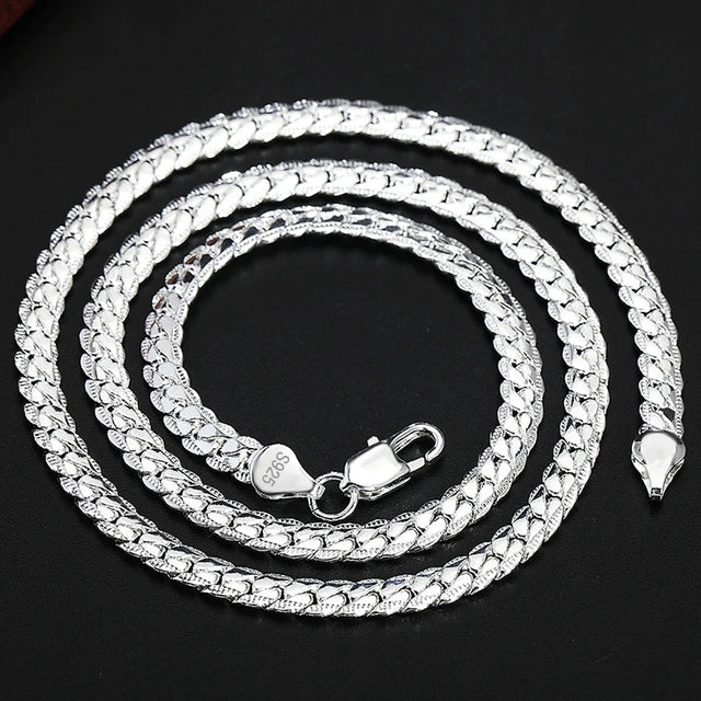 Timeless Allure: 925 Sterling Silver 6mm Side Chain Necklace