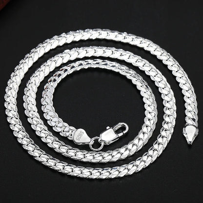 Timeless Allure: 925 Sterling Silver 6mm Side Chain Necklace