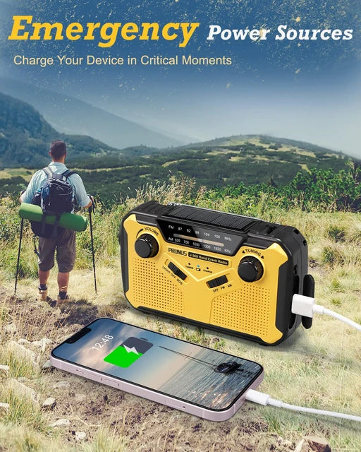 SurvivalPro Solar Hand-Crank Emergency Radio: AM/FM, USB Rechargeable, AA Batteries, Torch, Reading Lamp, SOS Alarm -ShopMallUniverse