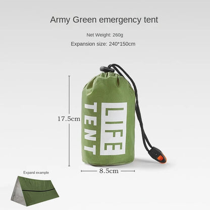 Ultimate Emergency Shelter Kit: Mylar Tube Tent, Sleeping Bag, & SOS Thermal Blanket - Your Essential Outdoor Survival Tent Gear! - Tent Green Set With Bag -ShopMallUniverse