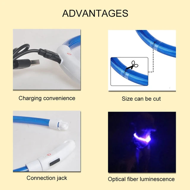 GlowGuard Rechargeable LED Dog Collar: Night-time Safety and Style -ShopMallUniverse