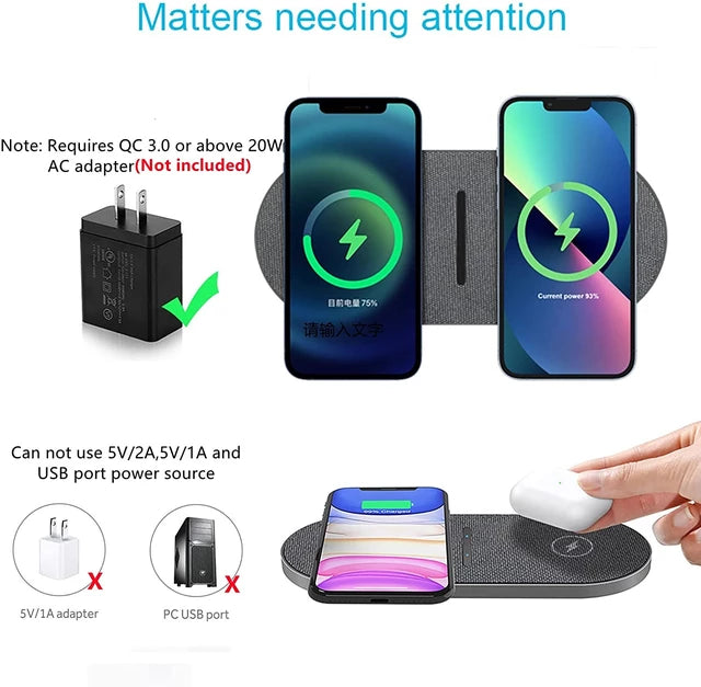 Super 40W Dual Wireless Charging Pad: Power Up Your iPhone & Samsung Devices with Lightning Speed! -ShopMallUniverse