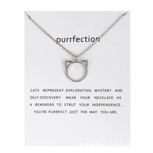 Stellar Whispers: Cosmic Pendant Necklaces With Message to Embrace Love, Luck, and Serenity - Purrfection 2 -ShopMallUniverse