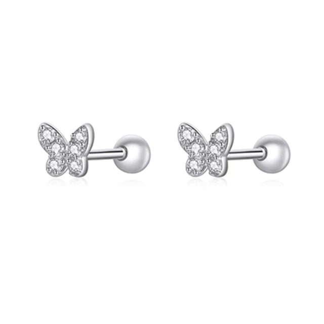 Bamoer Presents Sparkling Sterling Silver Designed Earrings - Exquisite Fine Jewelry - Silver Butterfly -ShopMallUniverse