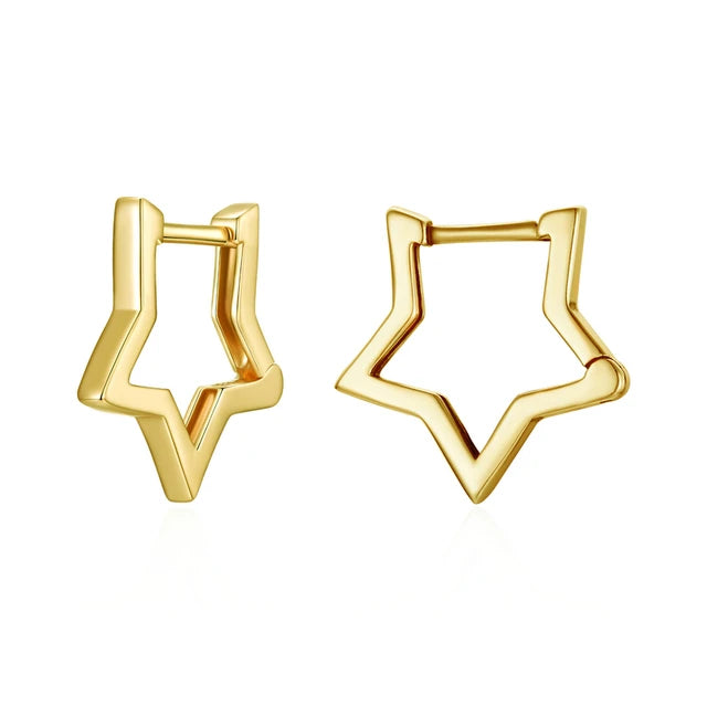 Sterling Silver Starlike Earrings: Elegant Fashion- Bamoer SCE1136 - Gold Star -ShopMallUniverse