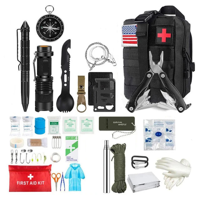 Elite Tactical Response Kit: Comprehensive Survival & First Aid System for Outdoor Adventures - Black -ShopMallUniverse