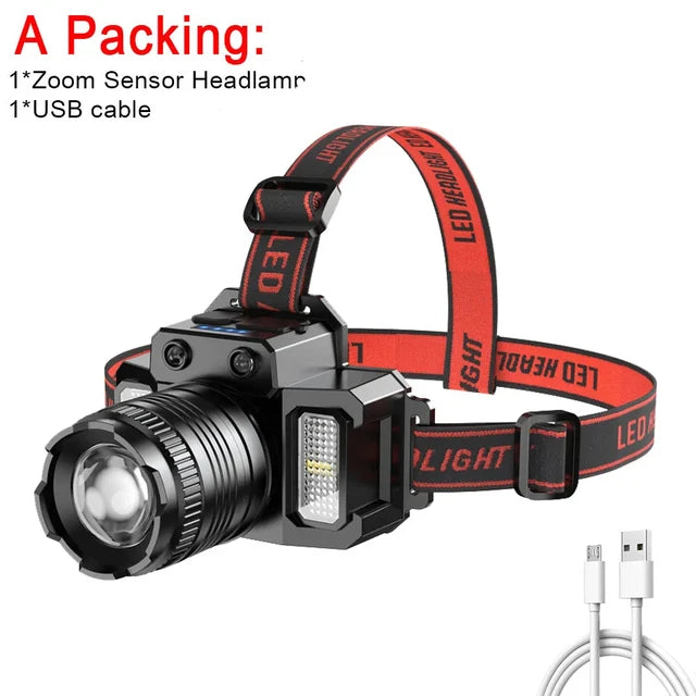 TrailBlaze Pro: Rechargeable LED Sensor Headlamp -ShopMallUniverse