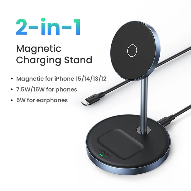 MagCharge Pro 20W - 2-in-1 Magnetic Wireless Charging Stand for iPhone 15/14/13 and AirPods - Wireless Charger/ No Adapter -ShopMallUniverse