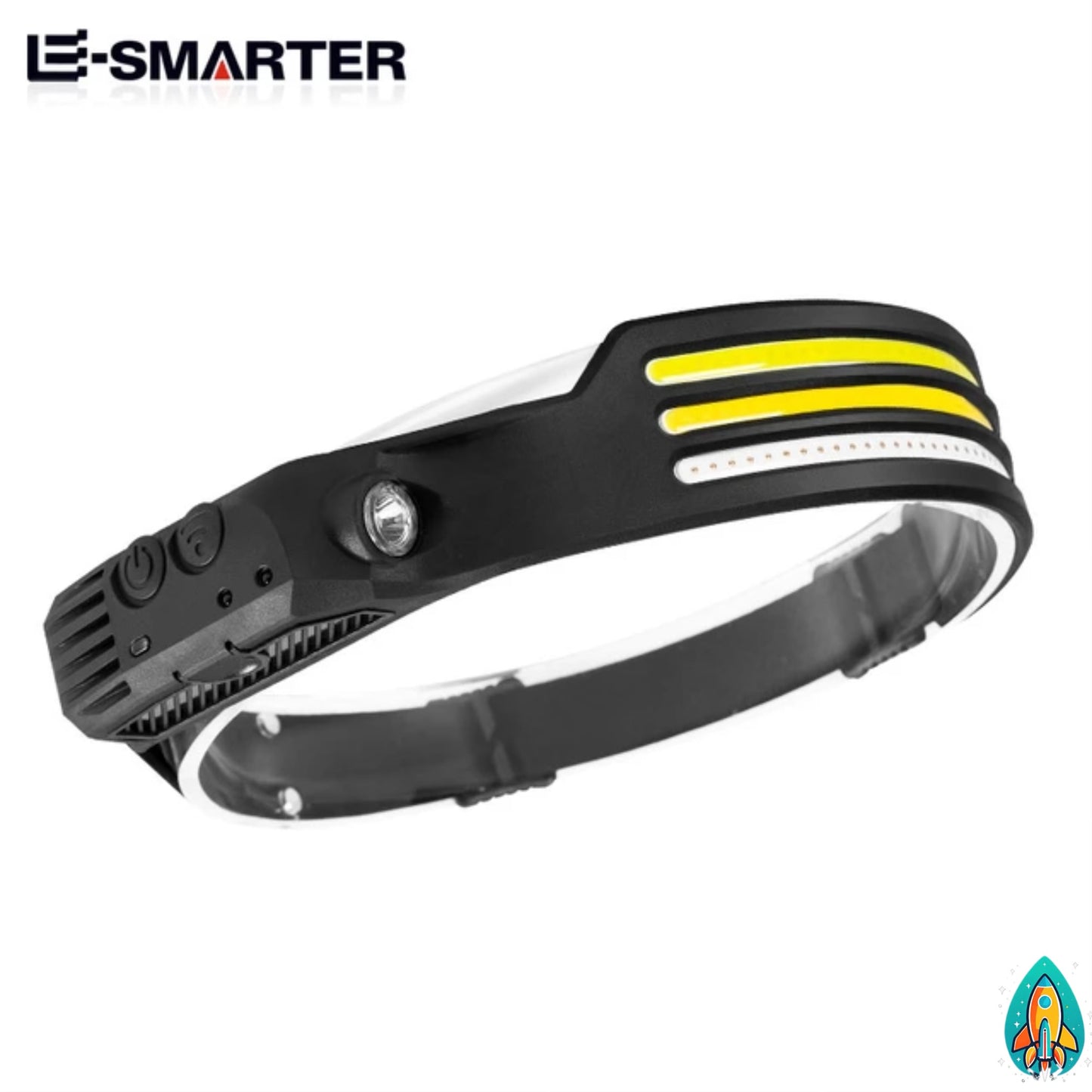 E-SMARTER: Rechargeable COB LED Sensor Headlamp with 5 Lighting Modes - 3 White Light Bar Strip -ShopMallUniverse