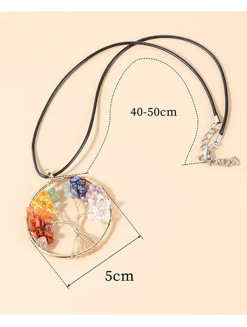 Divine Balance: 7 Chakras Tree of Life Pendant Necklace -ShopMallUniverse