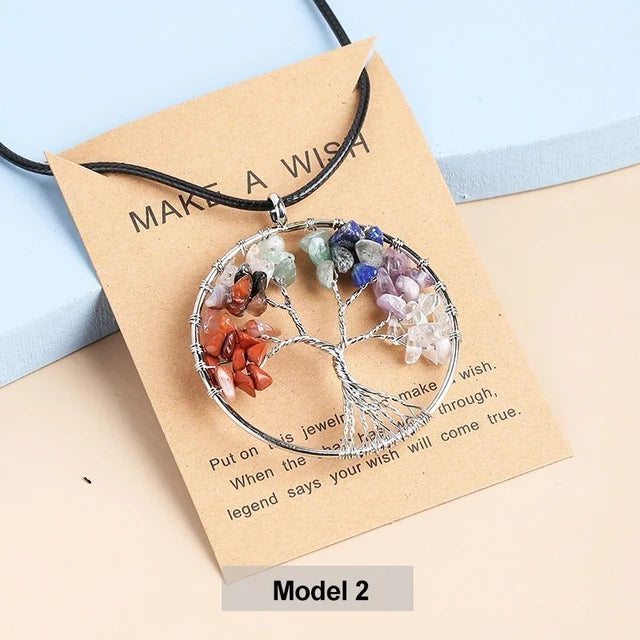 Divine Balance: 7 Chakras Tree of Life Pendant Necklace - Model 2 -ShopMallUniverse