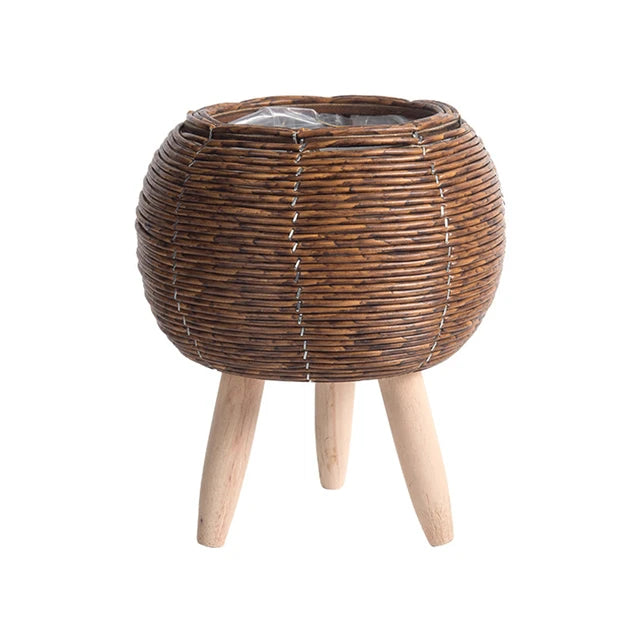 Nordic Grace: Woven Flower Pot Stand with Removable Legs