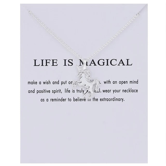 Stellar Whispers: Cosmic Pendant Necklaces With Message to Embrace Love, Luck, and Serenity - Life Is Magical 2 -ShopMallUniverse