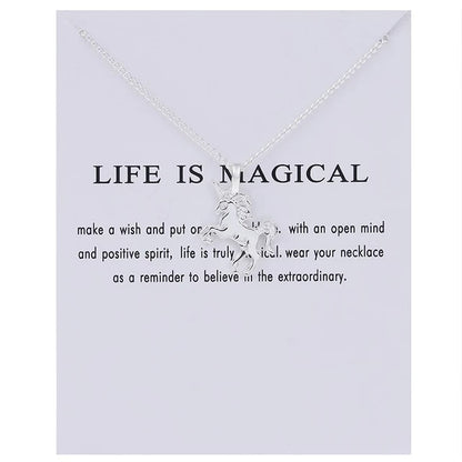 Stellar Whispers: Cosmic Pendant Necklaces With Message to Embrace Love, Luck, and Serenity - Life Is Magical 2 -ShopMallUniverse