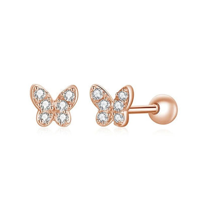 Bamoer Presents Sparkling Sterling Silver Designed Earrings - Exquisite Fine Jewelry - Gold Butterfly -ShopMallUniverse