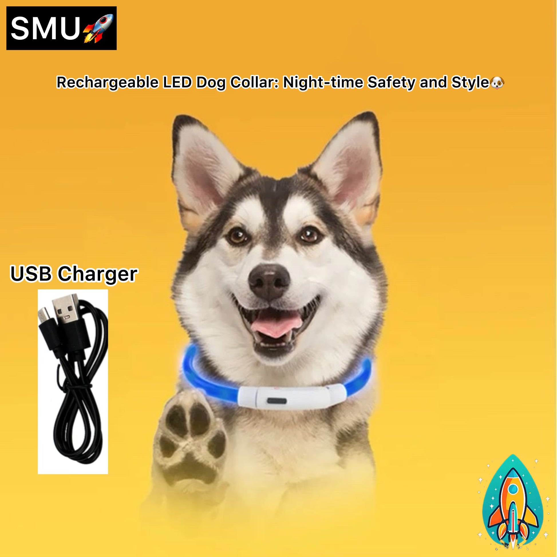 GlowGuard Rechargeable LED Dog Collar: Night-time Safety and Style -ShopMallUniverse