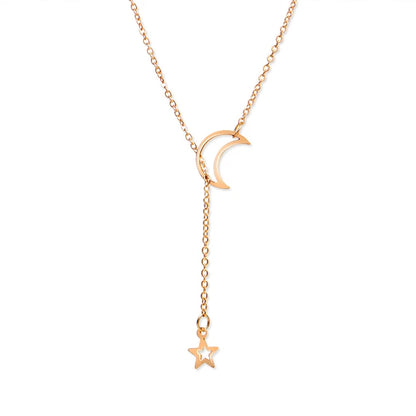 Star Night Sky: Elegant Gold Alloy Pendant Necklace - Gold -ShopMallUniverse