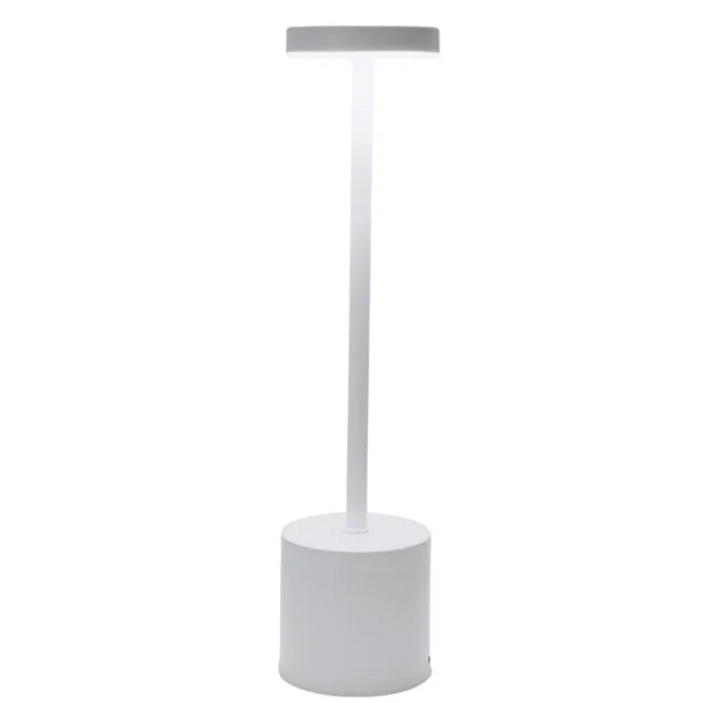 LED Rechargeable Touch Metal Table Lamp: Illuminate Your Space with Three Colors and Stylish Design - White -ShopMallUniverse