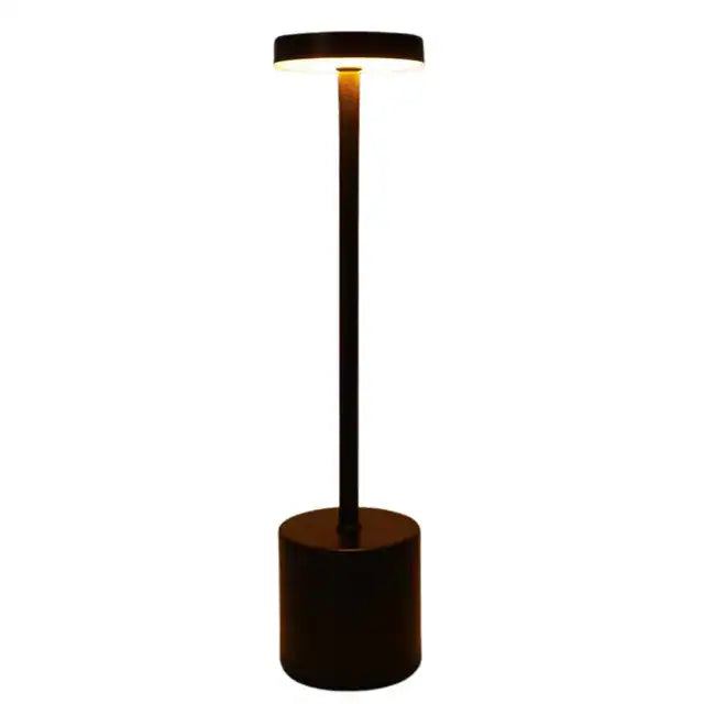 LED Rechargeable Touch Metal Table Lamp: Illuminate Your Space with Three Colors and Stylish Design - Black -ShopMallUniverse