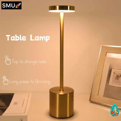 LED Rechargeable Touch Metal Table Lamp: Illuminate Your Space with Three Colors and Stylish Design -ShopMallUniverse