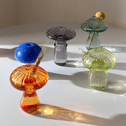 Mystical Mushroom Grove: Artistic Glass Hydroponic Terrarium Vase -ShopMallUniverse