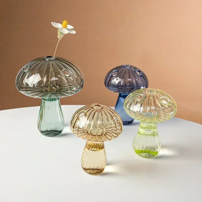 Mystical Mushroom Grove: Artistic Glass Hydroponic Terrarium Vase -ShopMallUniverse