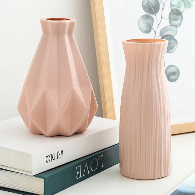 Ceramic-Style Plastic Vase: Elegant Home Decor for Stylish Plant Display -ShopMallUniverse