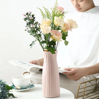 Ceramic-Style Plastic Vase: Elegant Home Decor for Stylish Plant Display -ShopMallUniverse