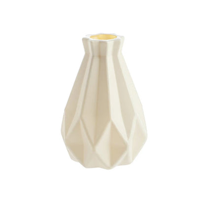 Ceramic-Style Plastic Vase: Elegant Home Decor for Stylish Plant Display - Vase.1.White -ShopMallUniverse