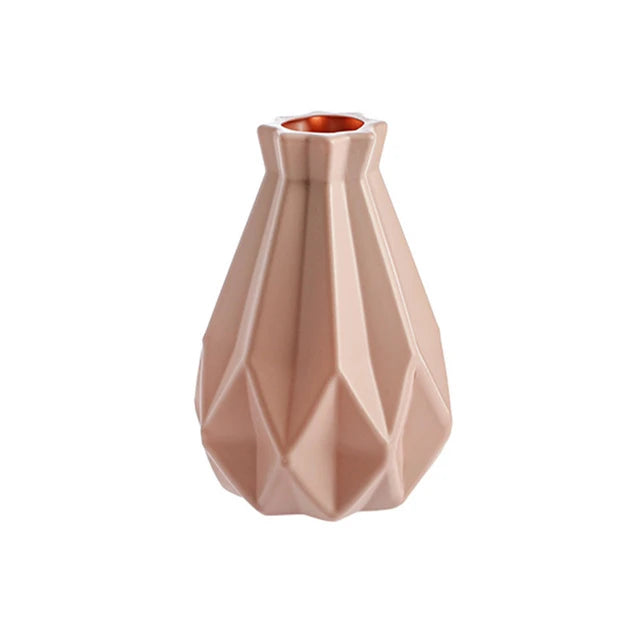 Ceramic-Style Plastic Vase: Elegant Home Decor for Stylish Plant Display - Vase.2.Pink -ShopMallUniverse