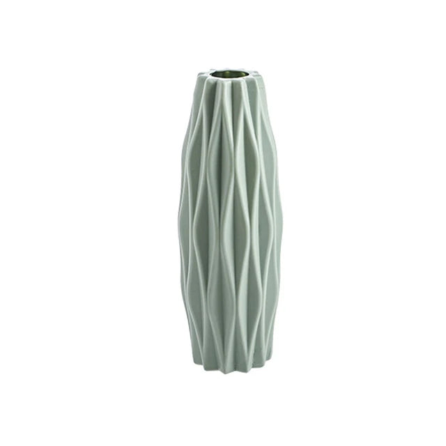 Ceramic-Style Plastic Vase: Elegant Home Decor for Stylish Plant Display - Vase.4.Green -ShopMallUniverse