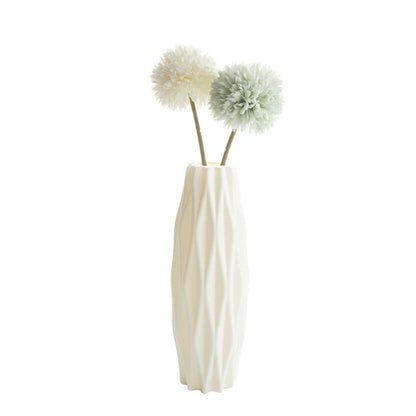 Ceramic-Style Plastic Vase: Elegant Home Decor for Stylish Plant Display - Vase.5.White -ShopMallUniverse