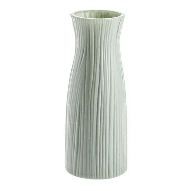 Ceramic-Style Plastic Vase: Elegant Home Decor for Stylish Plant Display - Vase.6.Green -ShopMallUniverse