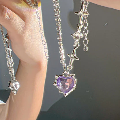 Cosmic Sparkle: Crystal Heart Pendant Necklace for Fashion-Stardust Dreamers -ShopMallUniverse