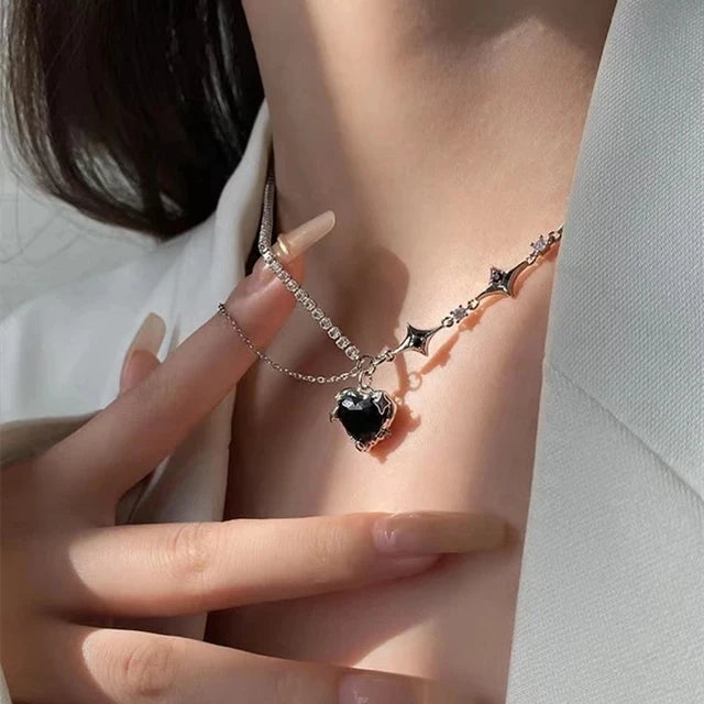 Cosmic Sparkle: Crystal Heart Pendant Necklace for Fashion-Stardust Dreamers -ShopMallUniverse