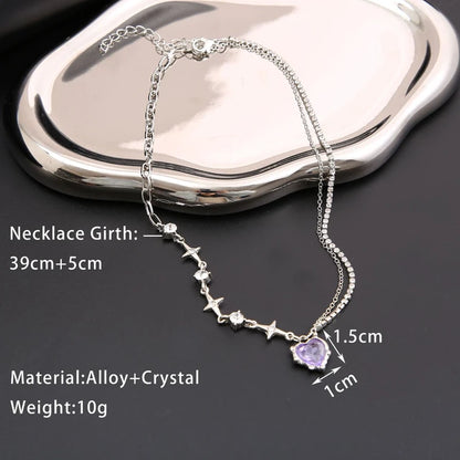 Cosmic Sparkle: Crystal Heart Pendant Necklace for Fashion-Stardust Dreamers -ShopMallUniverse