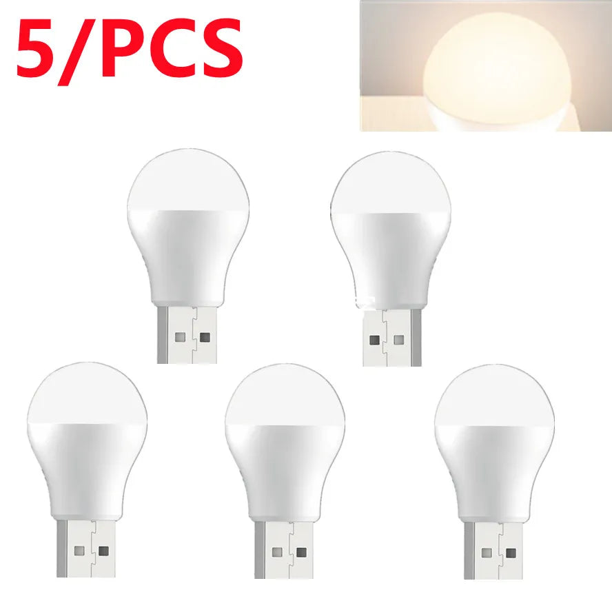 5Pcs USB LED Plug Light - 5PCS-Warm Light2 -ShopMallUniverse