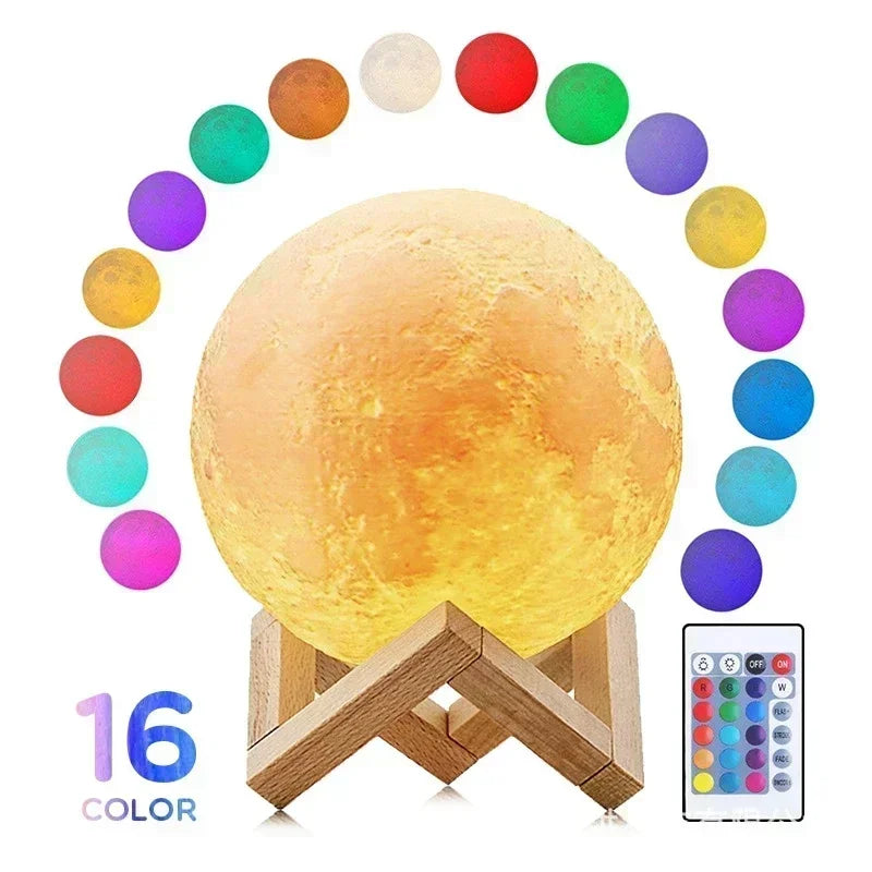 Non-Levitating 3D Moon Lamp Light - 8cm / TypeA/ 16Colors -ShopMallUniverse