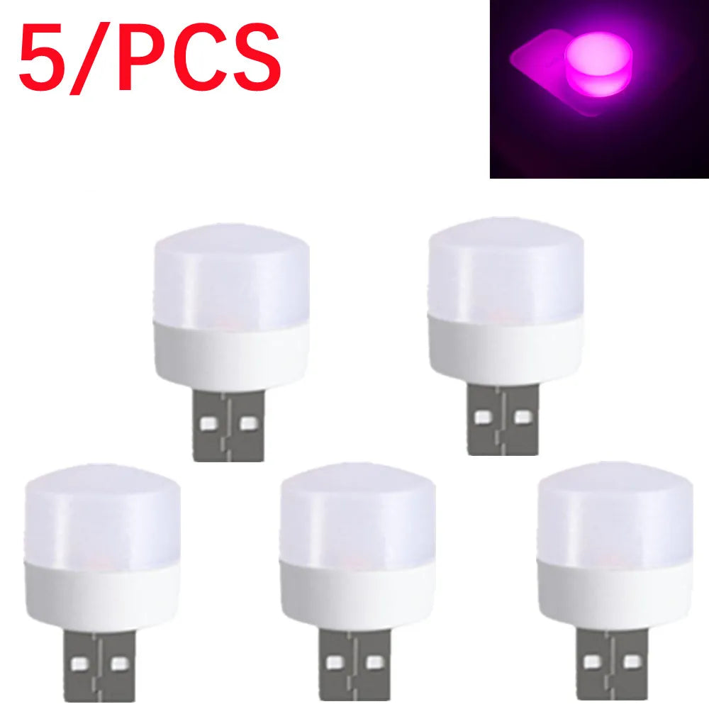 5Pcs USB LED Plug Light - 5PCS-Pink Light -ShopMallUniverse