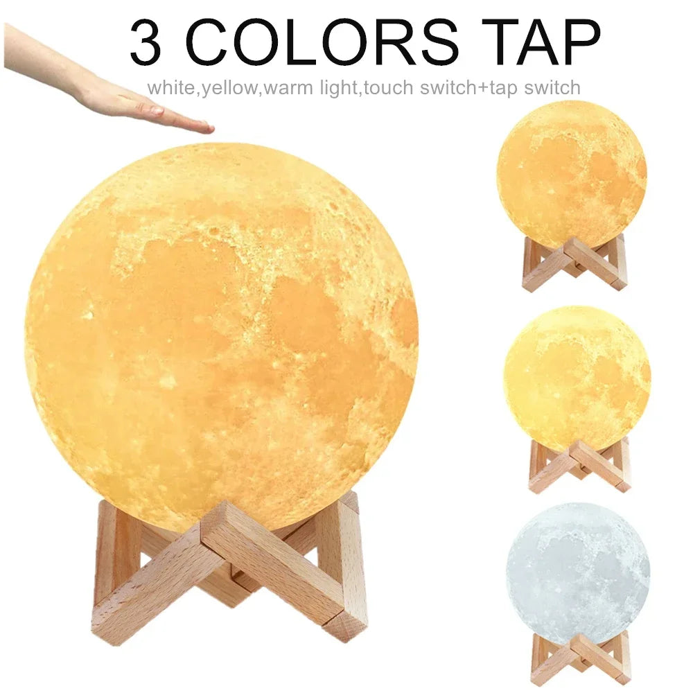 Non-Levitating 3D Moon Lamp Light - 8cm / TypeA/ 3Colors -ShopMallUniverse