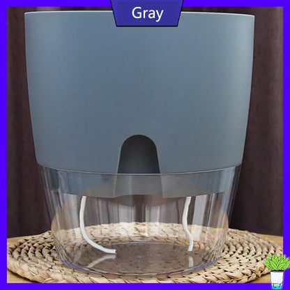 Transparent Self Watering Flower Pot - Gray / XLarge -ShopMallUniverse